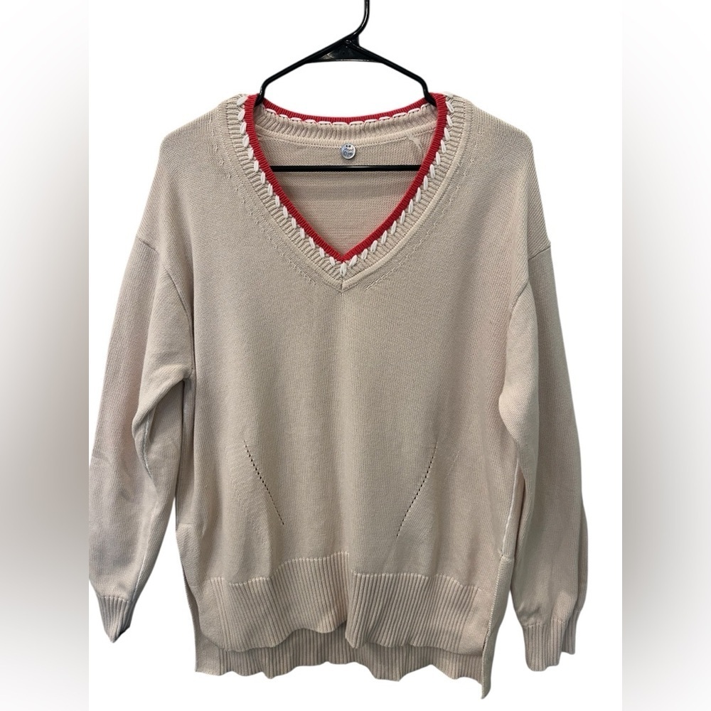 Margaret O'Leary Phoenix Oversized Organic Cotton V-Neck Sweater Size S